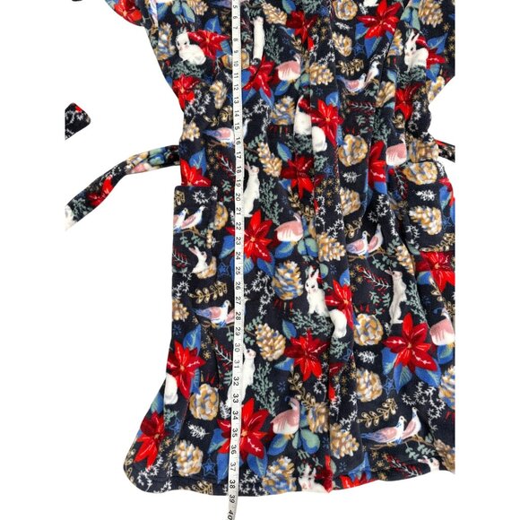 Vera Bradley Hooded Robe Winter Forest Plush Blue Red Bunny Bird Women Size L/XL - Picture 6 of 7